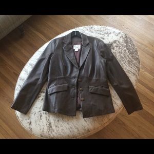 Vakko Brown Lamb Leather Blazer -Sz. Small